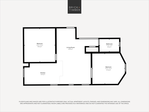 Floor plan for 2 beds, 1 bath, 758 sqft